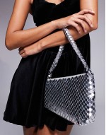 asymmetric chainmail shoulder bag in silver