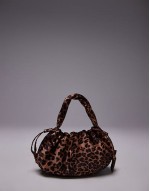Giulia grab bag with ruche detail and twist handle in leopard